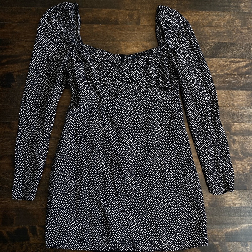 ZARA DRAPED POLKA DOT DRESS TRF - Picture 6 of 16
